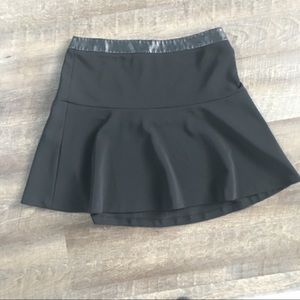 Ann Taylor Black Faux Leather Detail Mini Skirt-10